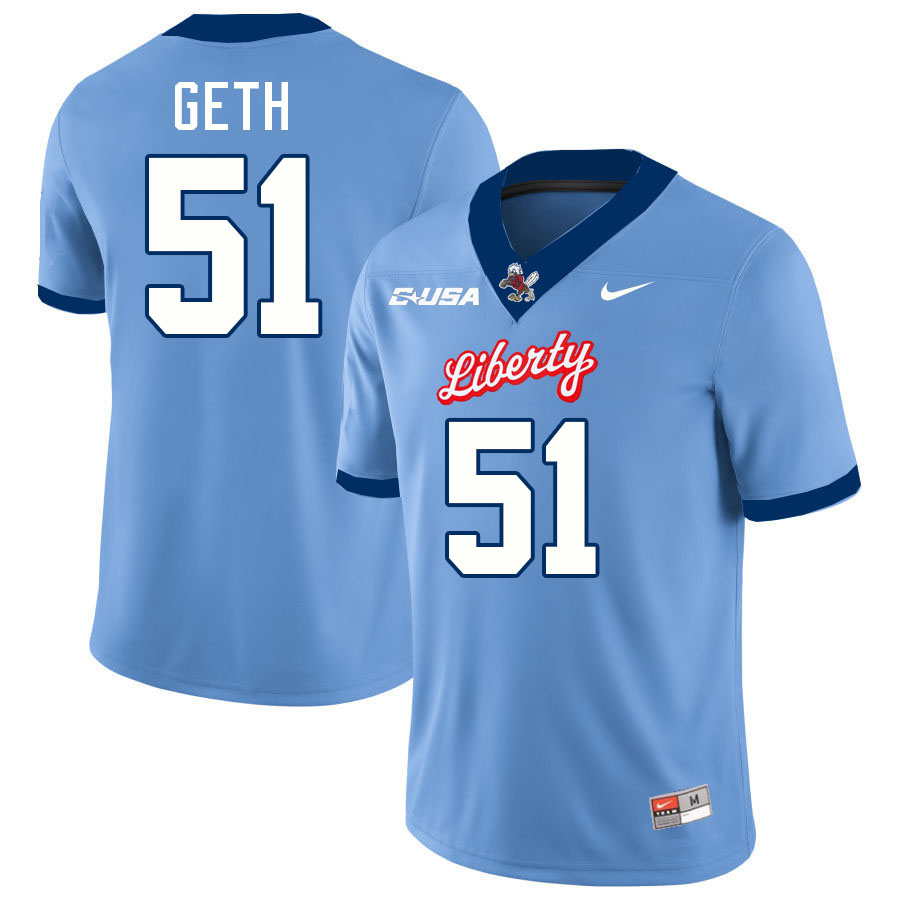 Liberty Flames #51 D.J. Geth College Football Jerseys Stitched-Light Blue